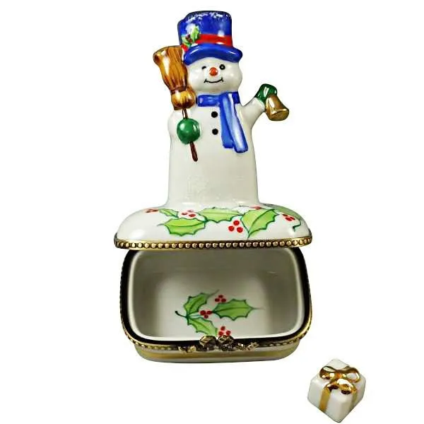 Snowman with Blue Scarf Limoges Box by Rochard™