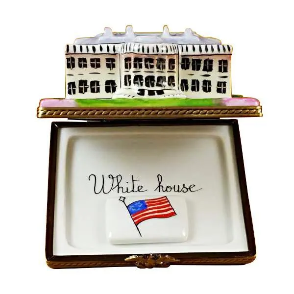 White House W/Removable Flag Limoges Box by Rochard™