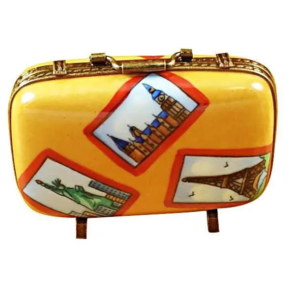 Suitcase With Large Tags Limoges Box by Rochard™