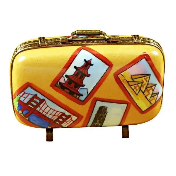 Suitcase With Large Tags Limoges Box by Rochard™