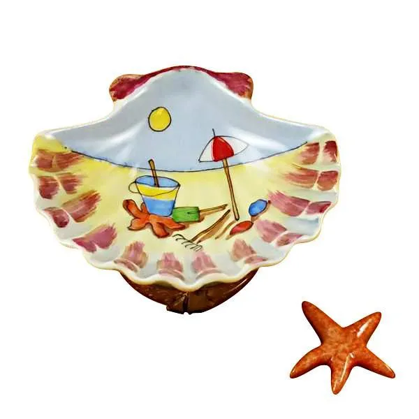 Sea Shell Beach Scene with Starfish Limoges Box by Rochard™
