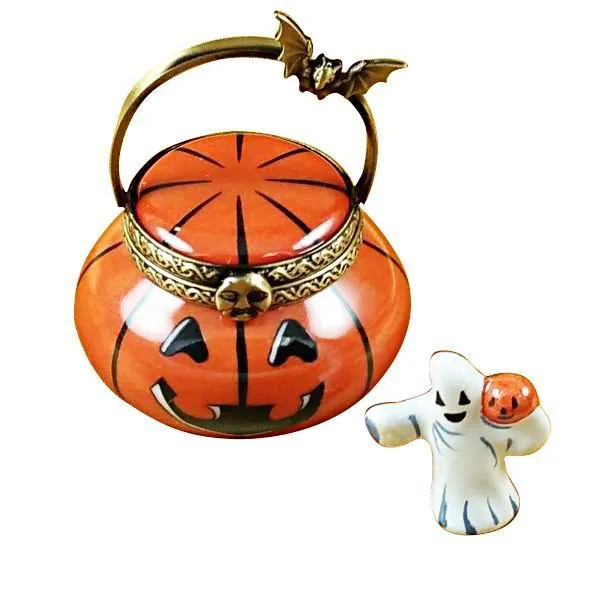 Jack O Lantern Pail with Removable Ghost Limoges Box by Rochard™