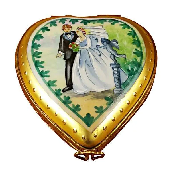 Studio Collection - Heart with Wedding Couple Limoges Box by Rochard™