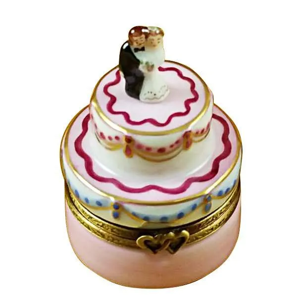Mini Wedding Cake with Bride & Groom Limoges Box by Rochard™