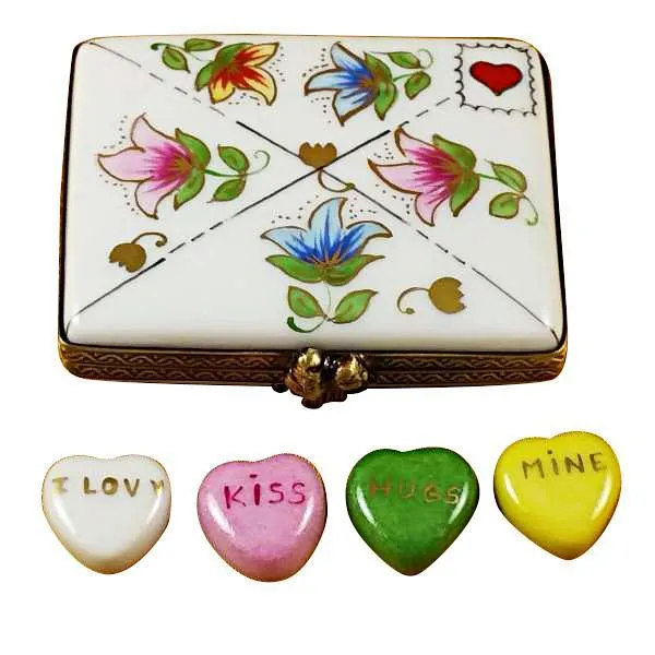 Envelope With Conversation Hearts Limoges Box by Rochard™