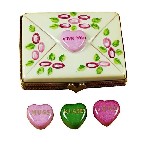 Envelope - For You with 3 Hearts Limoges Box by Rochard™