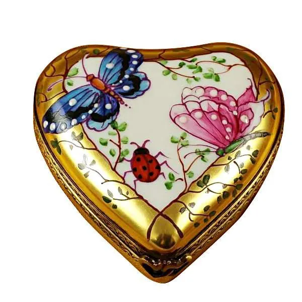 Heart-Butterfly On Gold Base Limoges Box by Rochard™