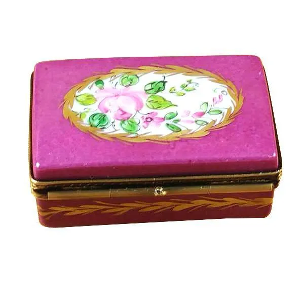 Burgundy Rectangle With Flowers Limoges Box by Rochard™