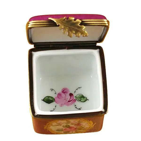 Burgundy Square With Flowers Limoges Box by Rochard™