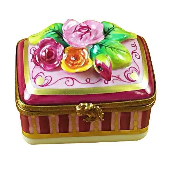 Roses Relief On Rectangle Base Limoges Box by Rochard™