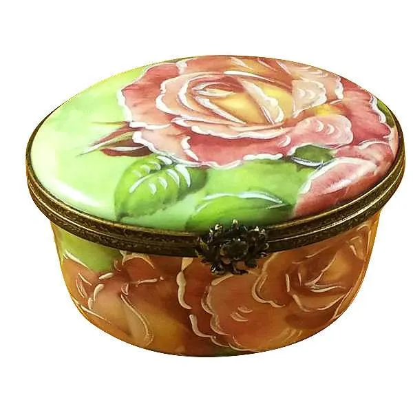 Oval Floral Green - Portrait Of A Girl Inside Limoges Box by Rochard™
