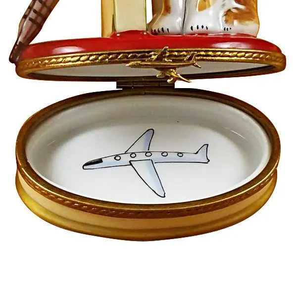Spaniel W/Briefcase & Umbrella Limoges Box by Rochard™