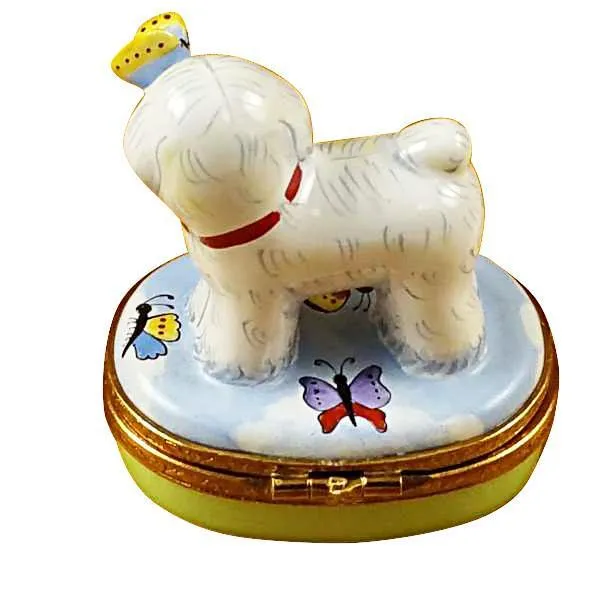 Bichon Frise With Butterfly Limoges Box by Rochard™