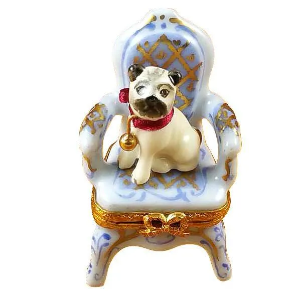 Pug On Armchair Limoges Box by Rochard™