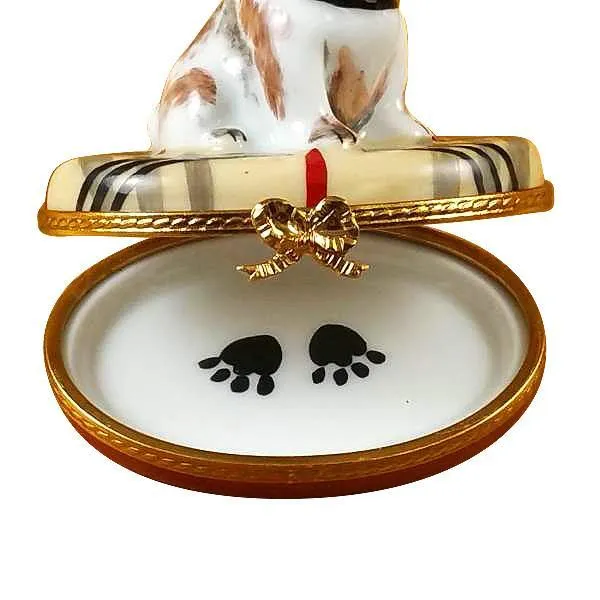 Bulldog On Plaid Rug Limoges Box by Rochard™