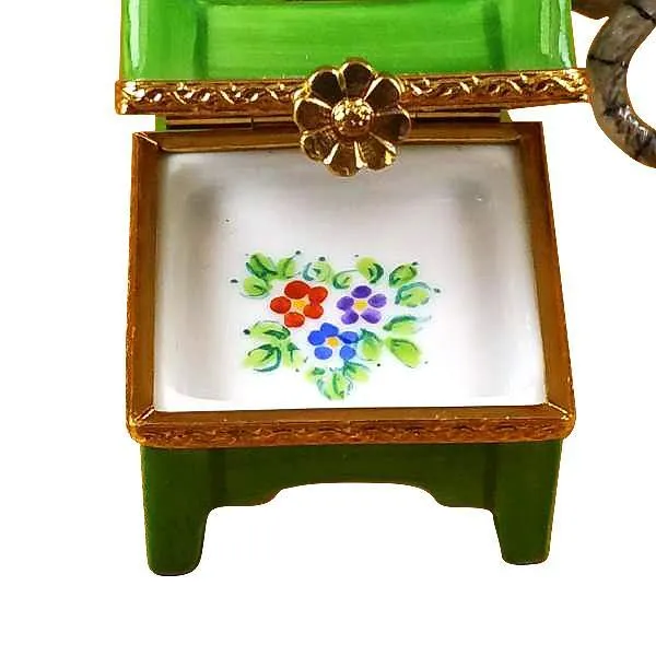 Adirondack Chair With Cat- Watering Can And Plant Limoges Box by Rochard™