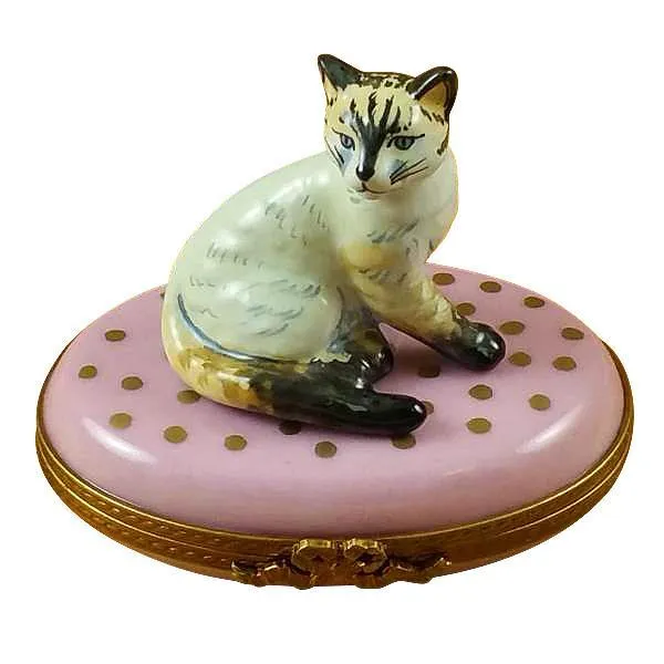 Cat On Pink Base Limoges Box by Rochard™