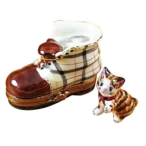 Cat In Burberry Boot Limoges Box by Rochard™