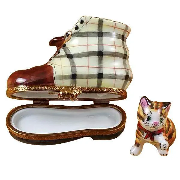 Cat In Burberry Boot Limoges Box by Rochard™