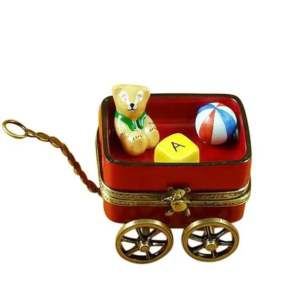 Red Wagon With Bear Limoges Box by Rochard™