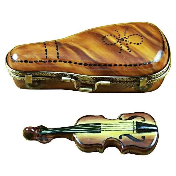 Maplewood Violin Case with Violin Limoges Box by Rochard™