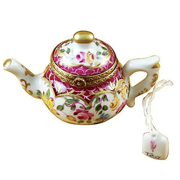 Teapot Flowers And Maroon Scales Limoges Box by Rochard™