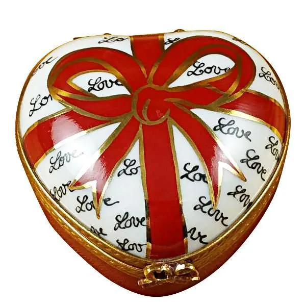 Heart With Red Bow & Three Candies Limoges Box by Rochard™