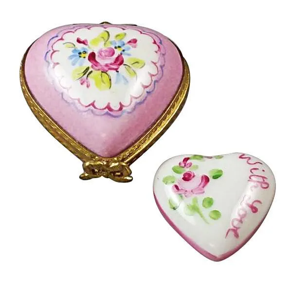 Small Pink Heart with Heart Limoges Box by Rochard™