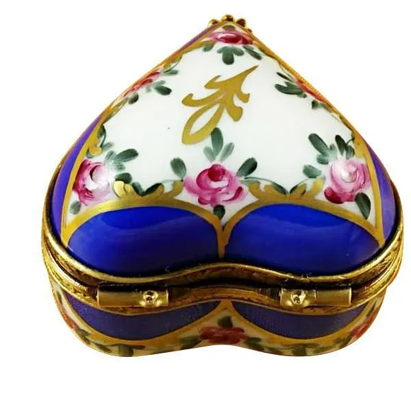 Blue Heart With Flowers Limoges Box by Rochard™