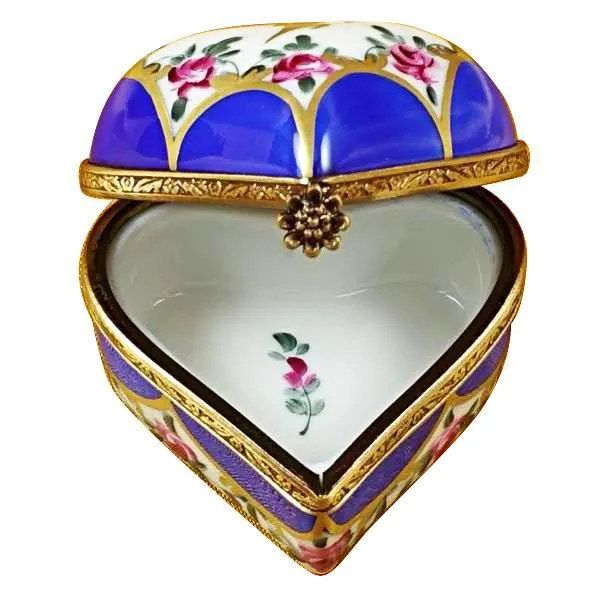 Blue Heart With Flowers Limoges Box by Rochard™
