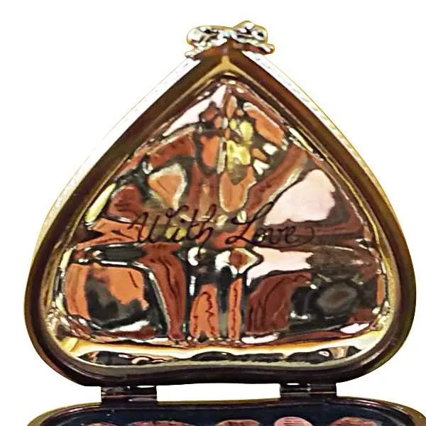 Gold Heart with Pink Bow & Chocolates Limoges Box by Rochard™