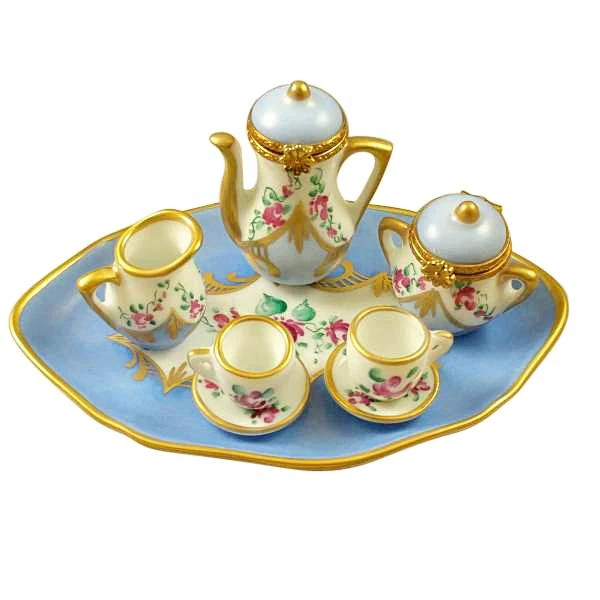 8 Piece Tea Set - Light Blue Limoges Set by Rochard™