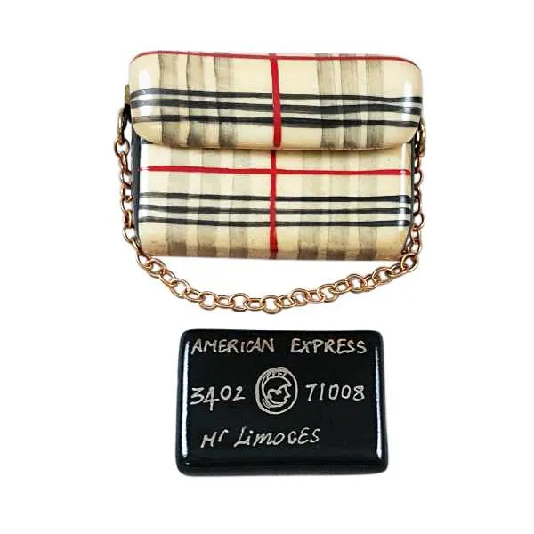 Burberry Purse with Black Amx Card Limoges Box by Rochard™