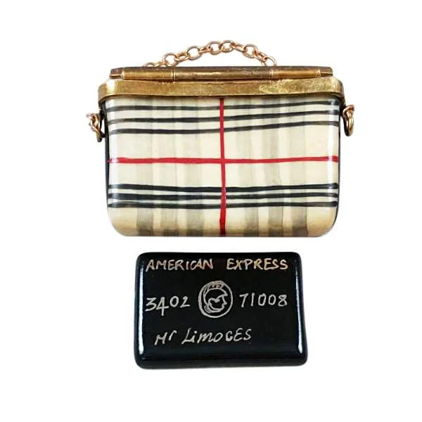 Burberry Purse with Black Amx Card Limoges Box by Rochard™