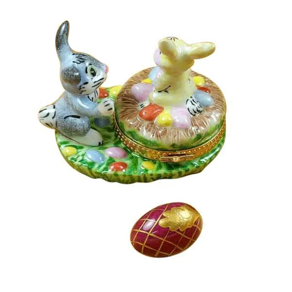 Bunnies with Eggs Limoges Box by Rochard™