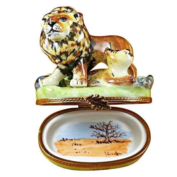 Lion With Baby Limoges Box by Rochard™