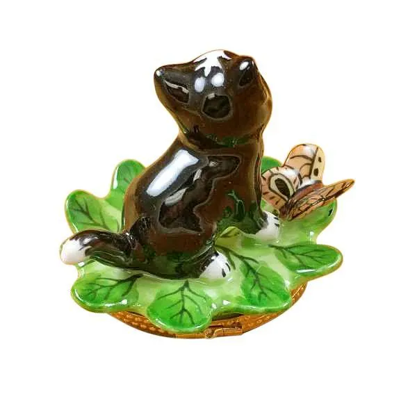 Cat on a Leaf Limoges Box by Rochard™