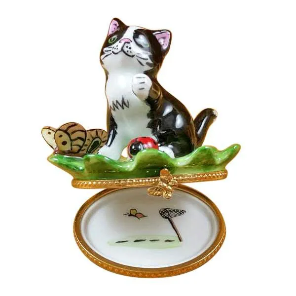 Cat on a Leaf Limoges Box by Rochard™