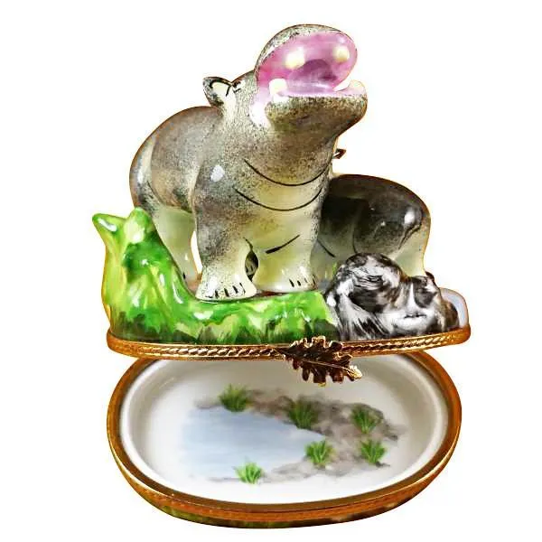 Hippo And Baby Limoges Box by Rochard™