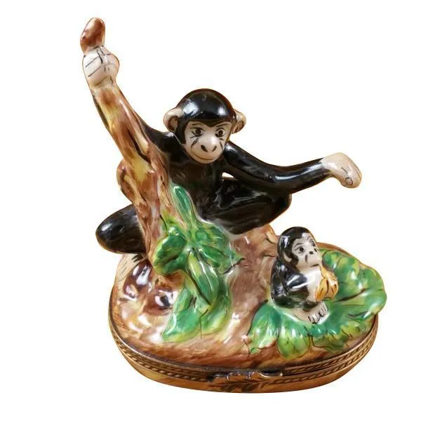 Black Monkey With Chimp Limoges Box by Rochard™