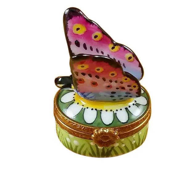 Mini Butterfly On Daisy Limoges Box by Rochard™
