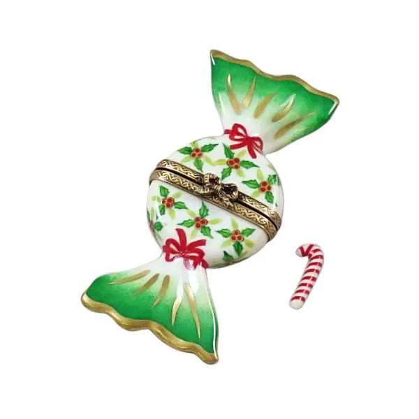 Holly Candy with Candy Cane Limoges Box by Rochard™