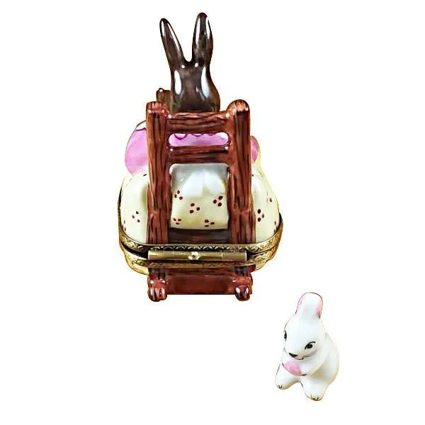 Mother Rabbit Rocking W/Baby Limoges Box by Rochard™