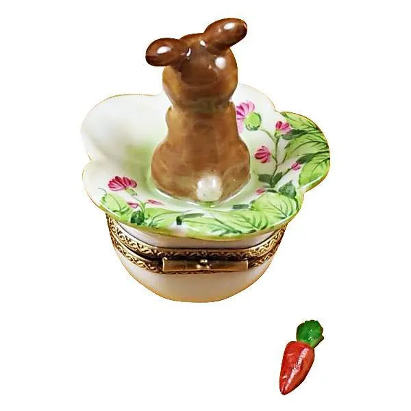 Brown Bunny with Carrot Limoges Box by Rochard™