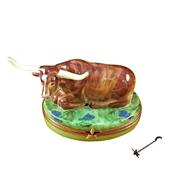 Lazy Longhorn With Star Branding Iron Limoges Box by Rochard™