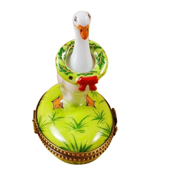 Goose With Spring & Christmas Wreaths Limoges Box by Rochard™