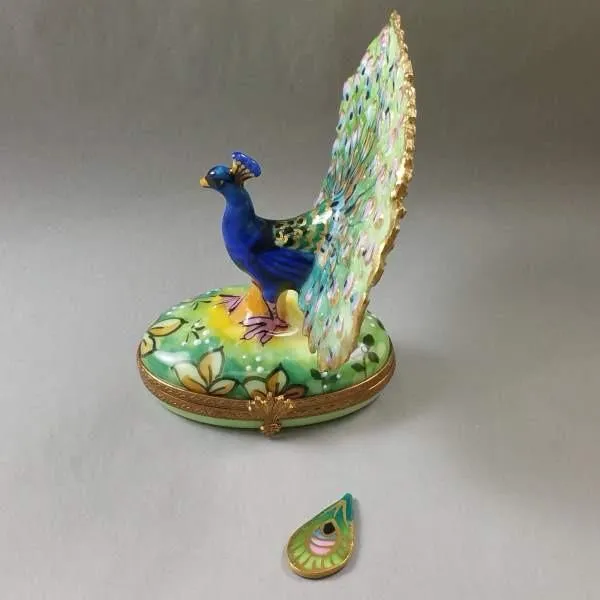 Peacock with Feather Limoges Box by Rochard™