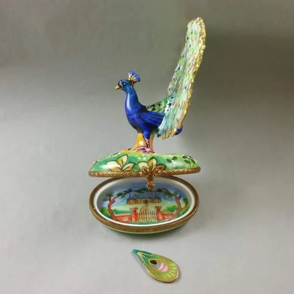 Peacock with Feather Limoges Box by Rochard™