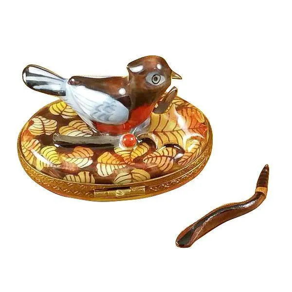 Robin With Removable Worm Limoges Box by Rochard™