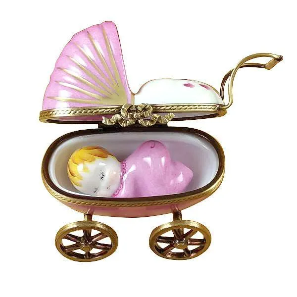 Pink Baby Carriage Limoges Box by Rochard™